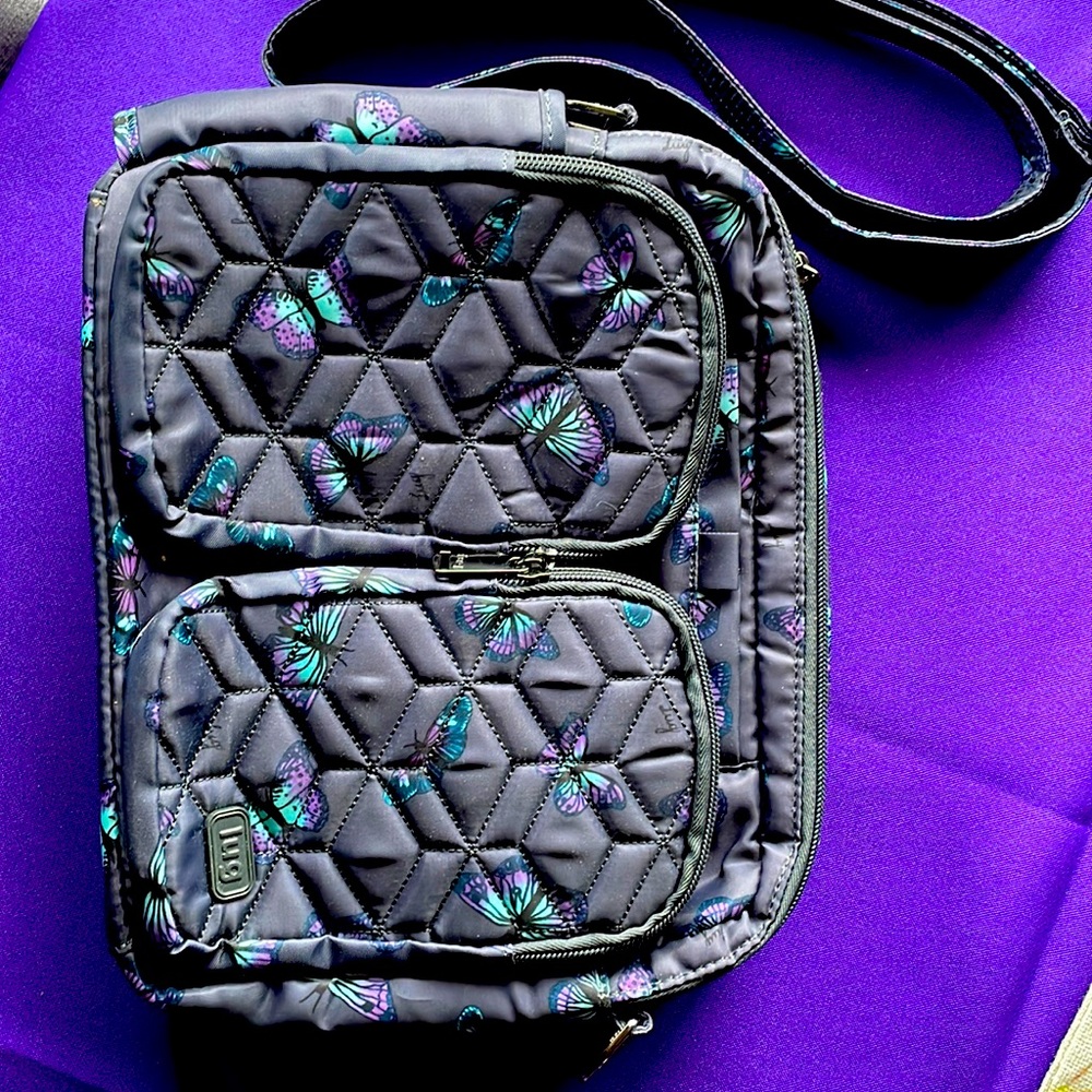 Lug Navigator Crossbody Butterfly Grey EUC tablet pocket